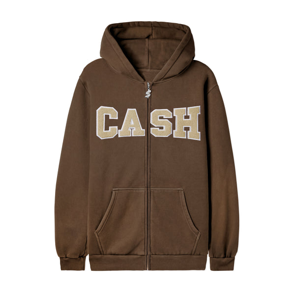 Cash Only Campus Zip-Thru Hood - Brown