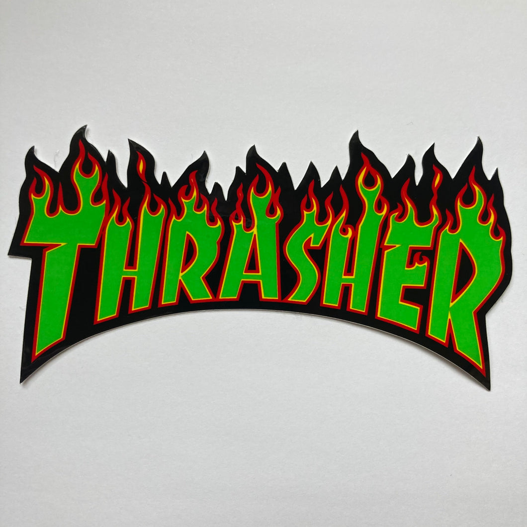 Thrasher Magazine - Large Flame Logo Sticker - Green