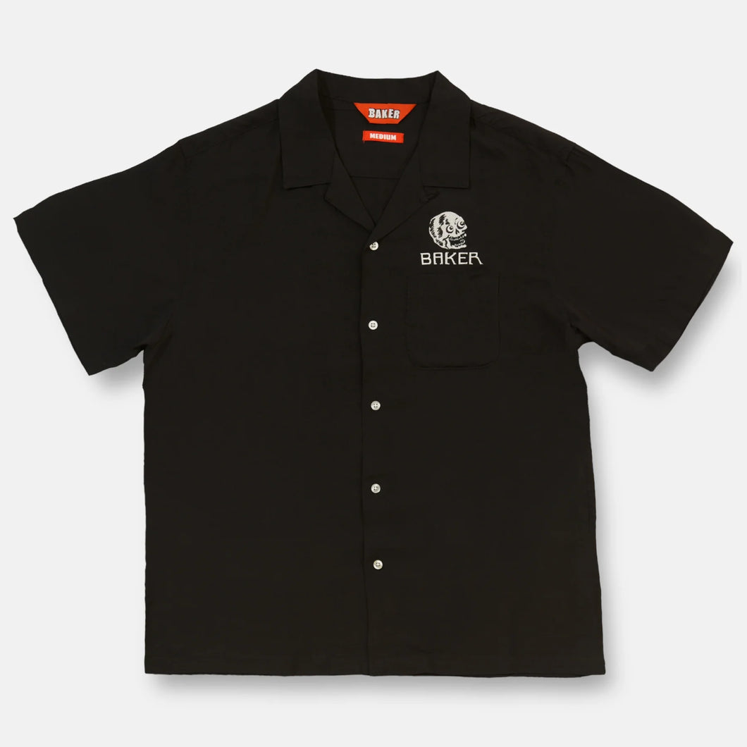 Baker Skull Short Sleeve Button Up - Black