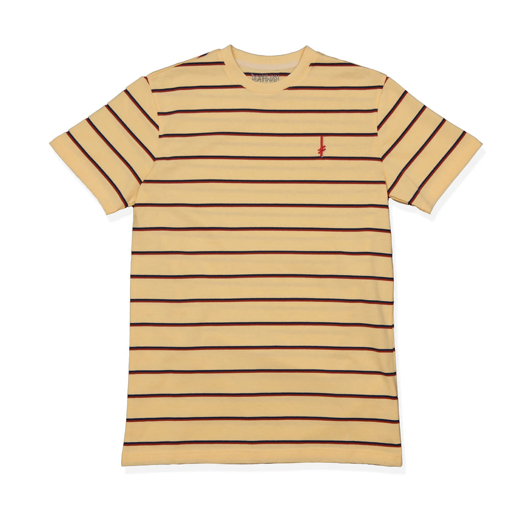 Deathwish Gang Logo Stripe Tee - Cream