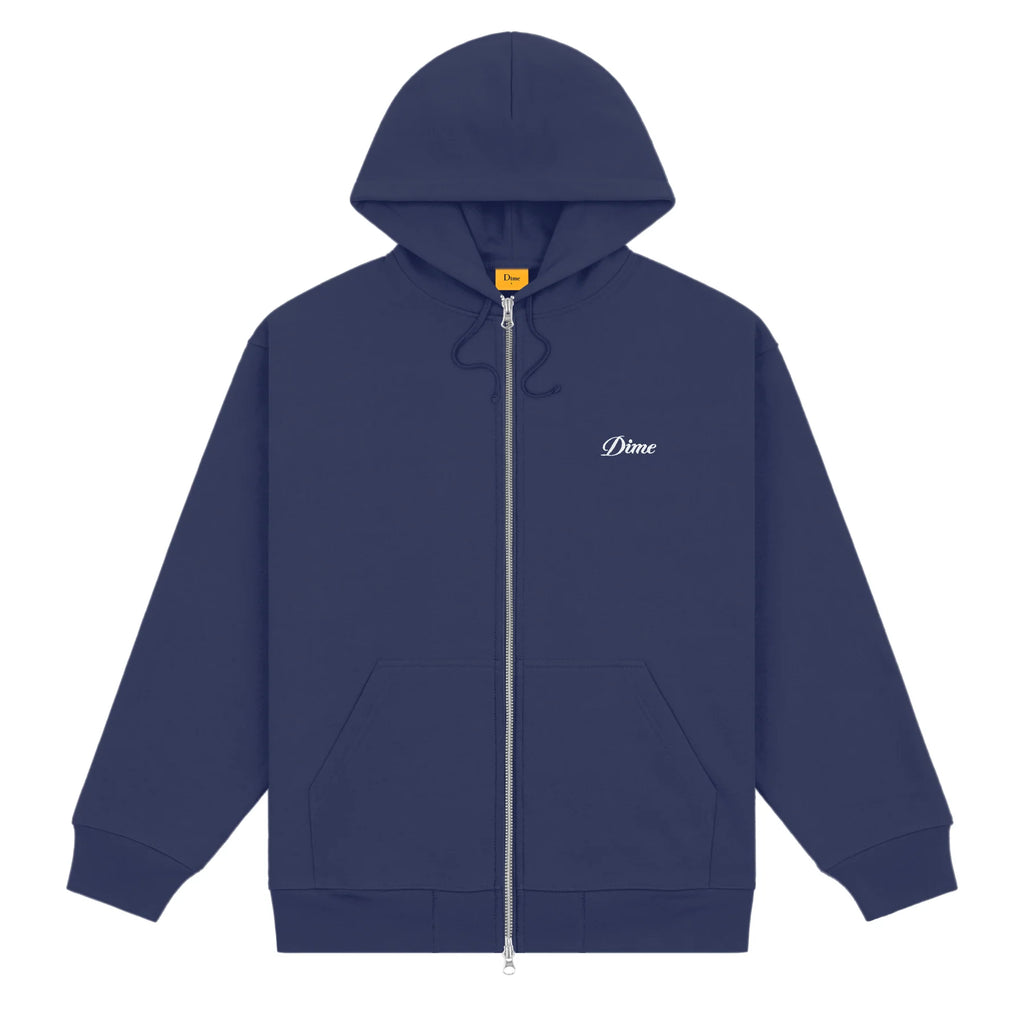 Dime MTL Cursive Zip Hoodie Night Blue Slugger Skate Store