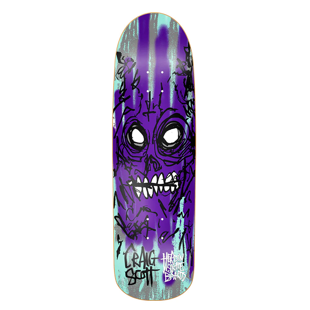 Heroin Skateboards Craig Questions Savages Skateboard Deck - 9.0