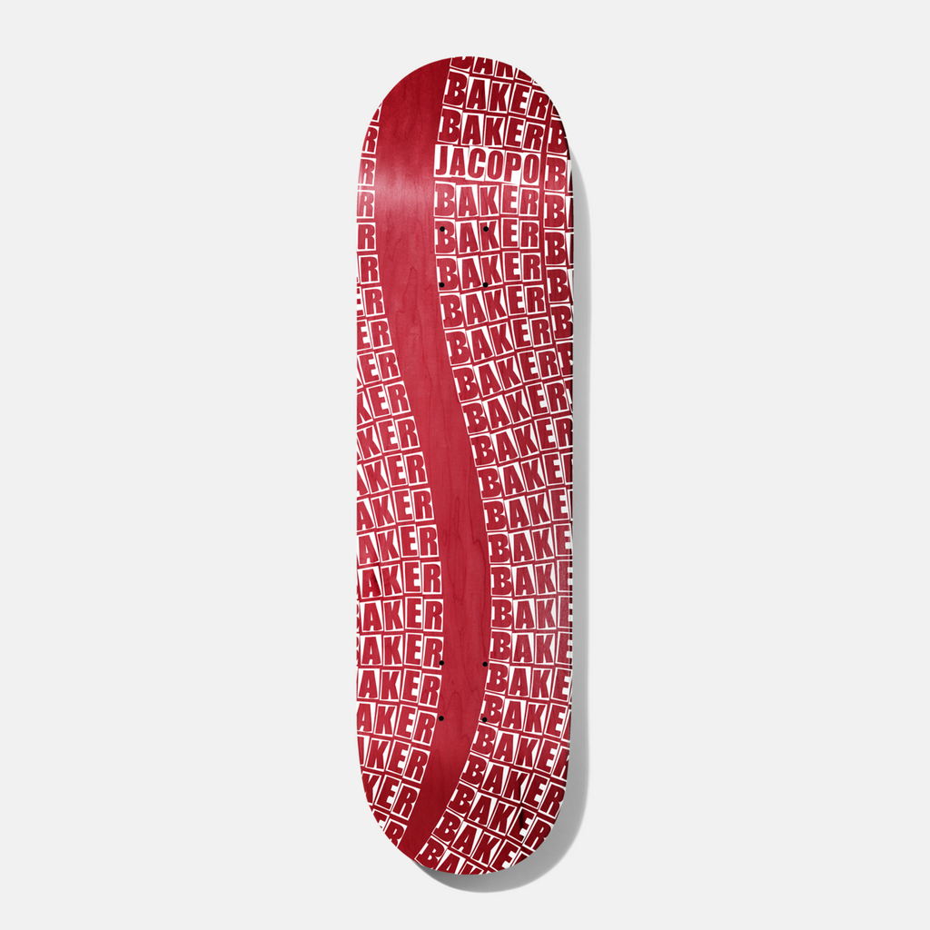 BAKER WAVY RED Jacopo 8.125×31.5　スケボーデッキ 03-01-1689-JCWavyRedDeck8.125-