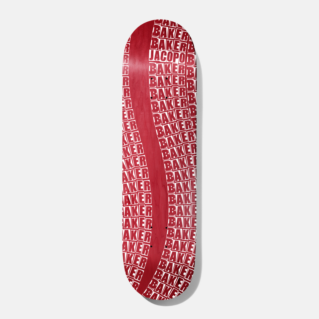 Baker Skateboards Jacopo Carozzi Wavy Red Skateboard Deck - 8.125
