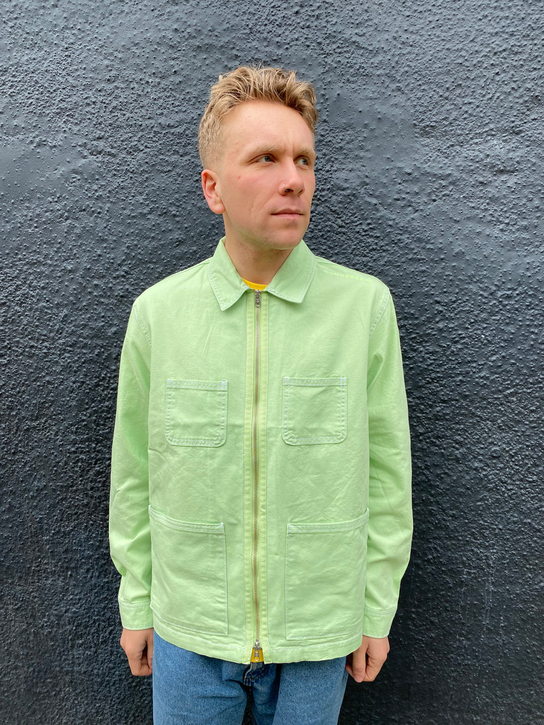 Converse Utility Zip Up Shirt - Spring Green