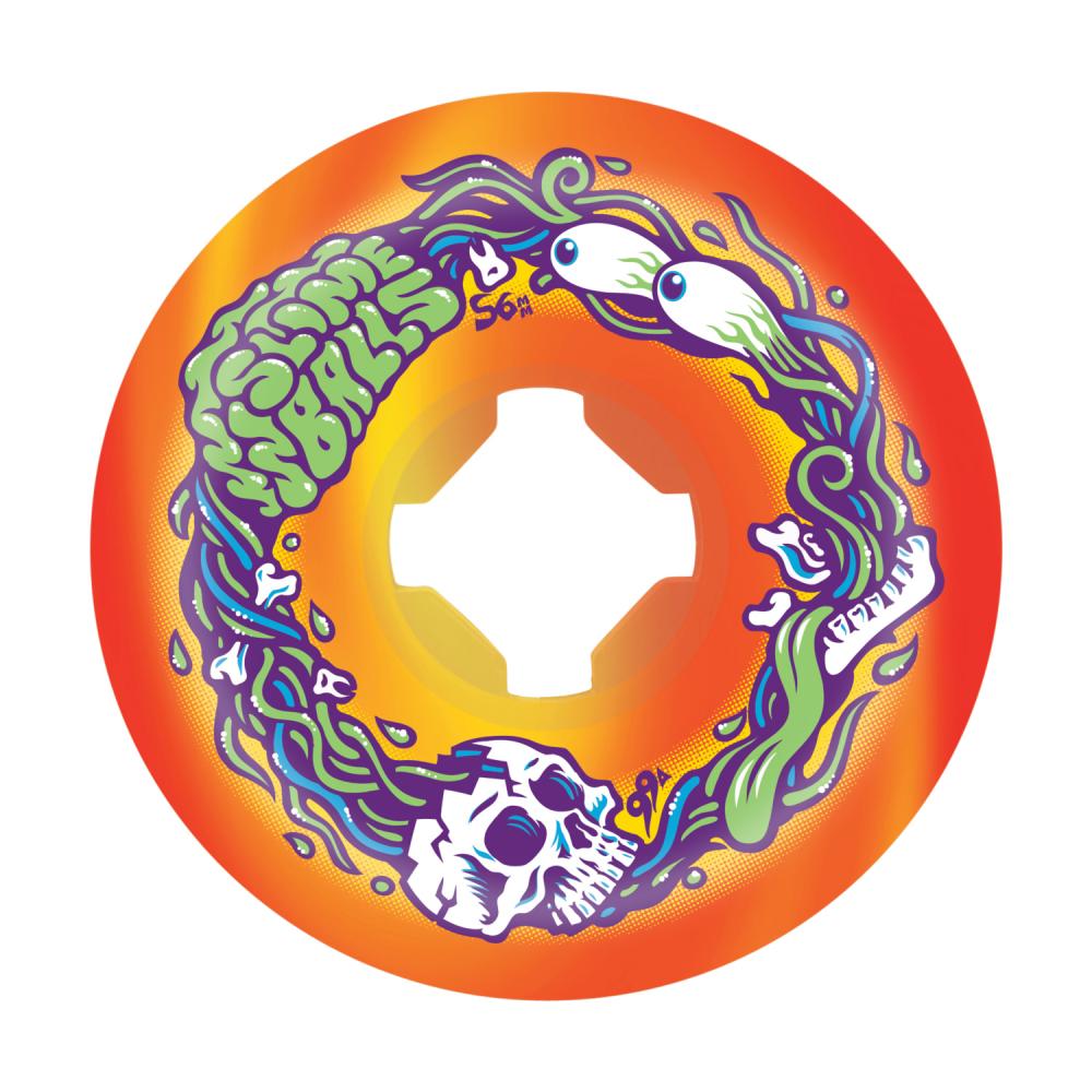 Santa Cruz Slime Balls Brains Speed Balls 99a Swirl Orange/Yellow Wheels - 56mm