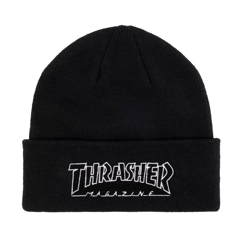 Thrasher Magazine Logo Outline Embroidered Beanie - Black