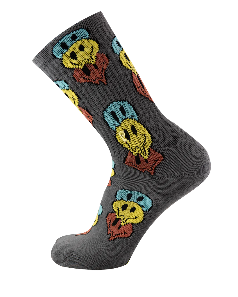 Psockadelic Drippen Face Socks - Grey