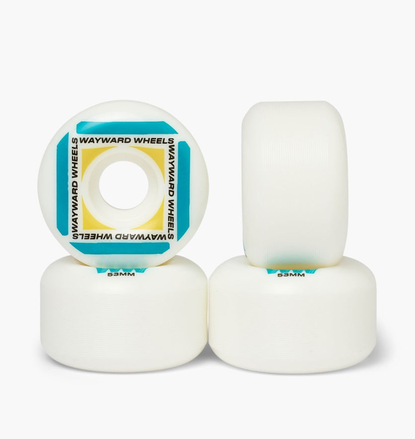Wayward Wheels Waypoint Formula White/Teal Skateboard Wheels - 53mm