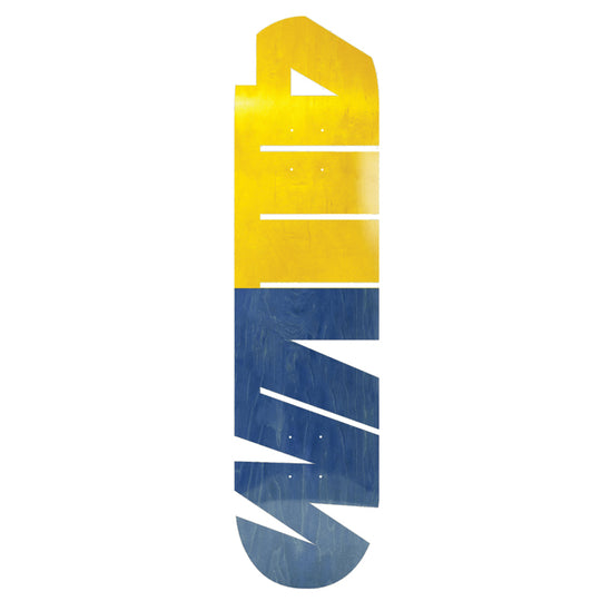411VM Logo Cut Out Skateboard Deck Yellow/Blue - 8.00" (Not Skateable Die Cut)