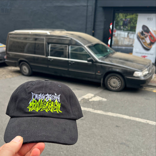 Dungeon X Slugger Collab Cap - Black (Neon Green embroidery)