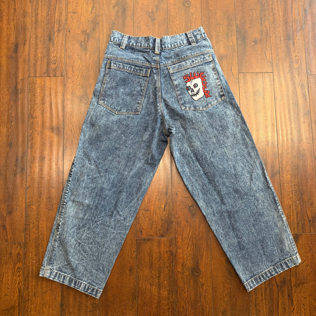 Slugger Skullet Stone Wash Denim Jeans - Washed Blue