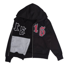 Always Do What You Should Do 3116 Applique Zip Up Hoodie - Black