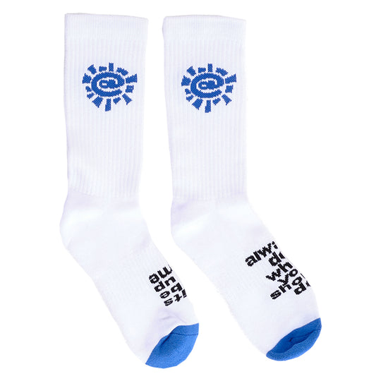 Always Do What You Should Do Blue @Sun Sock - White (Pair)