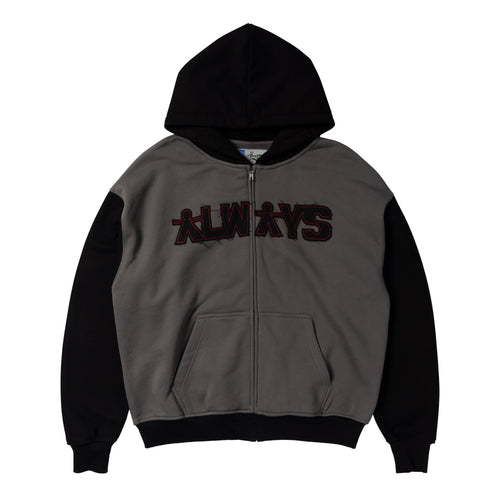 Always Do What You Should Do Human Applique Zip Up Hoodie - Black