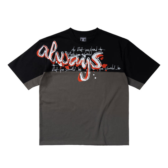 Always Do What You Should Do Waza Panelled T- Shirt - Grey/Black