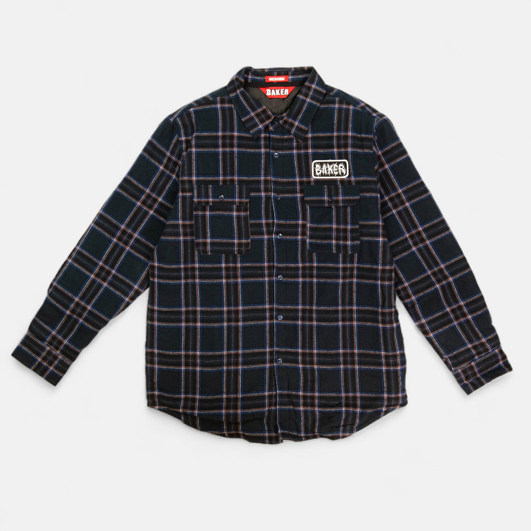 Baker Crust Logo Flannel Button Up Shirt - Navy