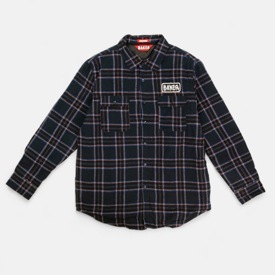 Baker Crust Logo Flannel Button Up Shirt - Navy
