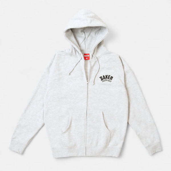 Baker Skateboards Arch Logo Zip Up Hoodie - Heather Grey