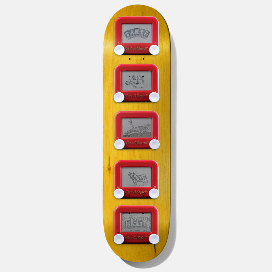 Baker Skateboards Figgy Head On Collision Deck - 8.25 (Yellow Bottom  Stain)