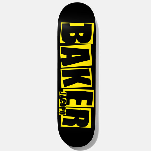 Baker Skateboards Jacopo Brand Logo Danger Yellow Skateboard Deck - 8.0