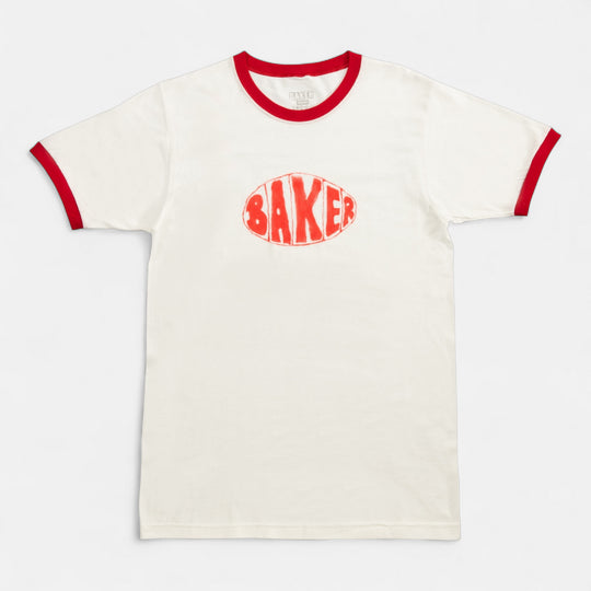 Baker Skateboards Sprayed Oval Ringer Tee  - White/Red