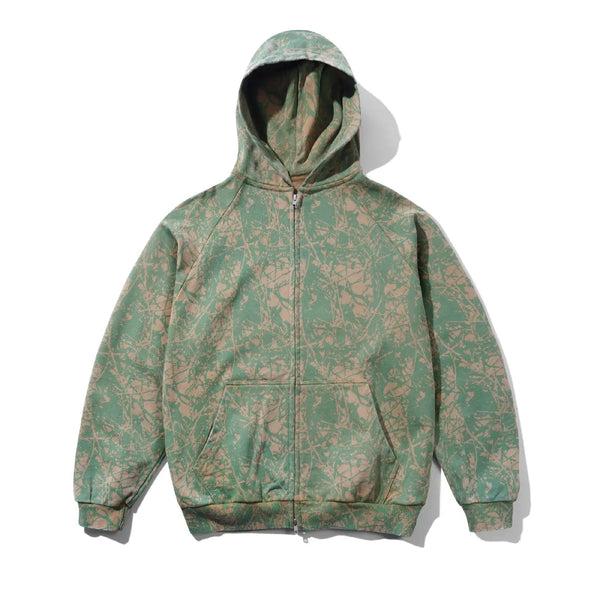Butter Goods Woods Camo Zip-Thru Hoodie - Washed Sage