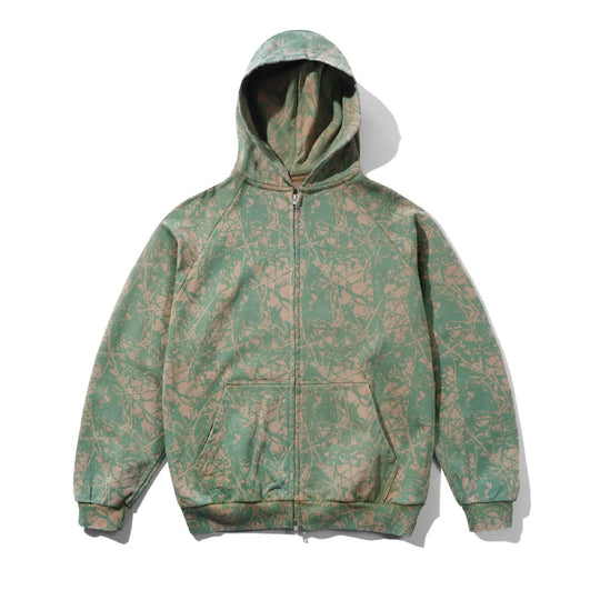 Butter Goods Woods Camo Zip-Thru Hoodie - Washed Sage