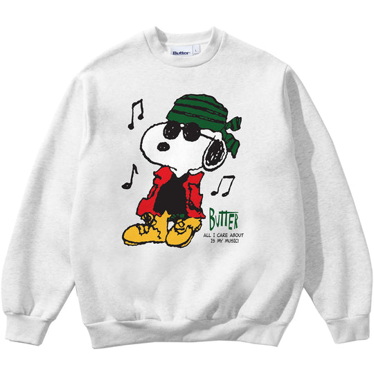Butter Goods x Peanuts Music Crewneck Sweatshirt  - Ash Grey