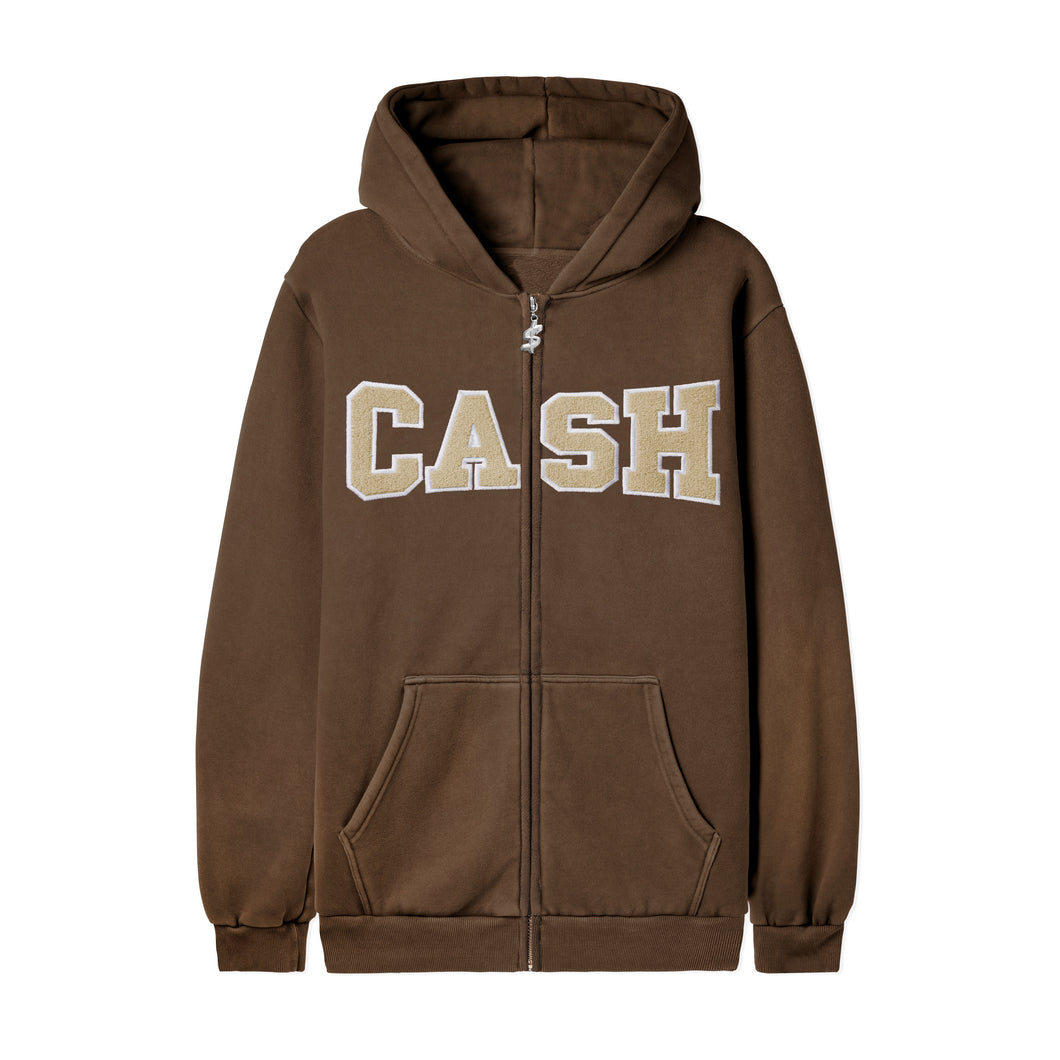 Cash Only Campus Zip-Thru Hood - Brown