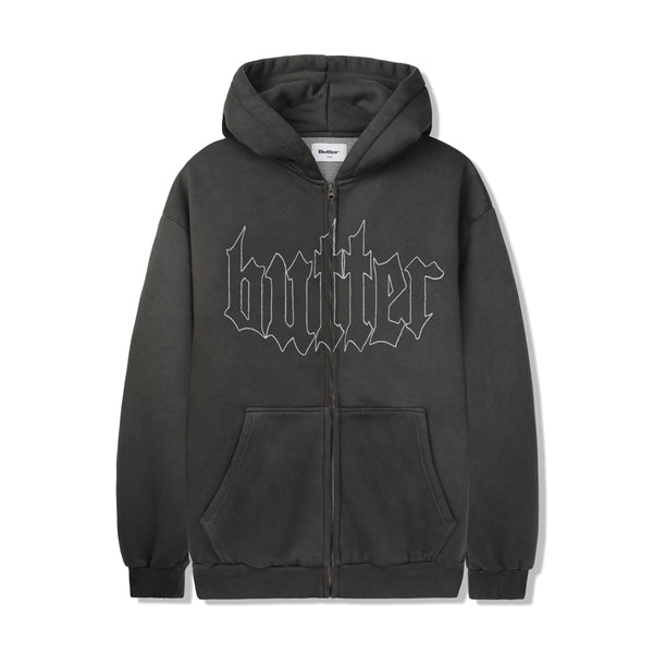 Butter Goods Cropped Zip-Thru Hood - Black