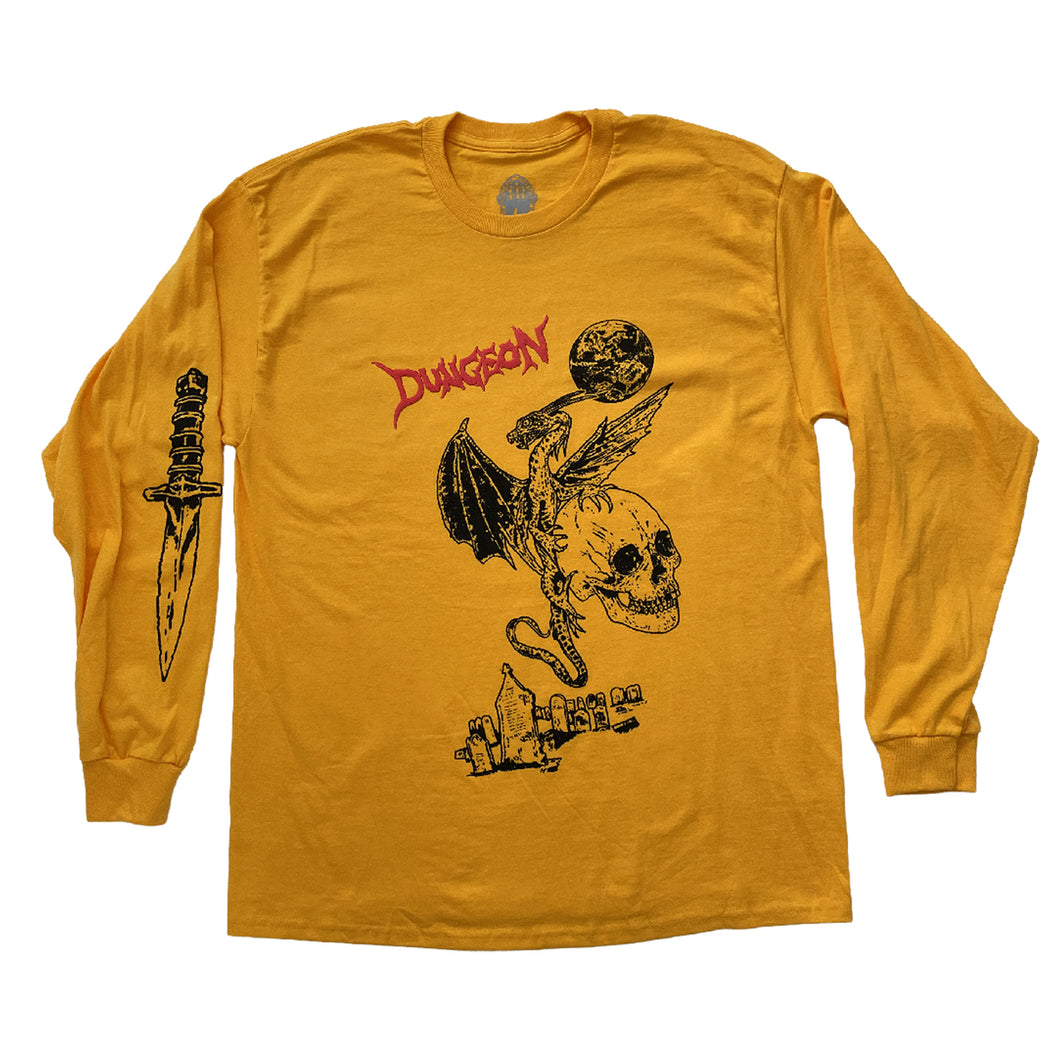 Dungeon Dragon Lies Long sleeve T-Shirt - Golden Yellow
