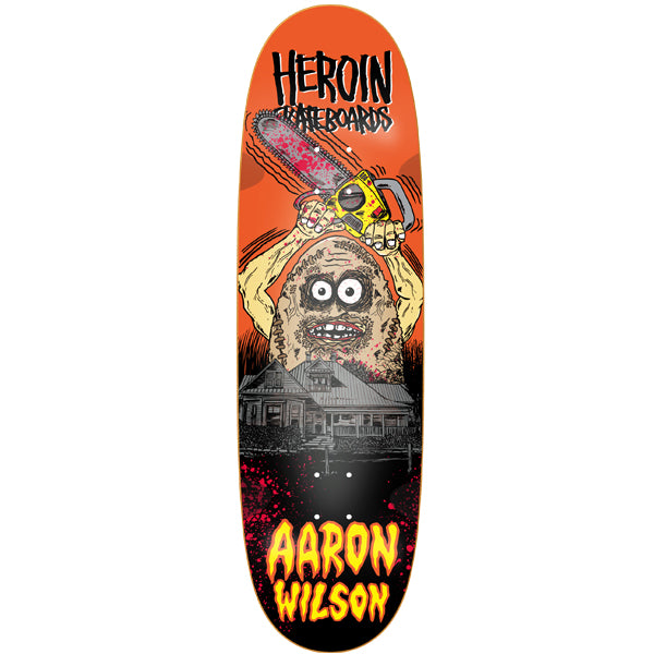 Heroin Skateboards Aaron Wilson Teggxas Chainsaw Symmetrical Egg Shaped Skateboard Deck - 9.125