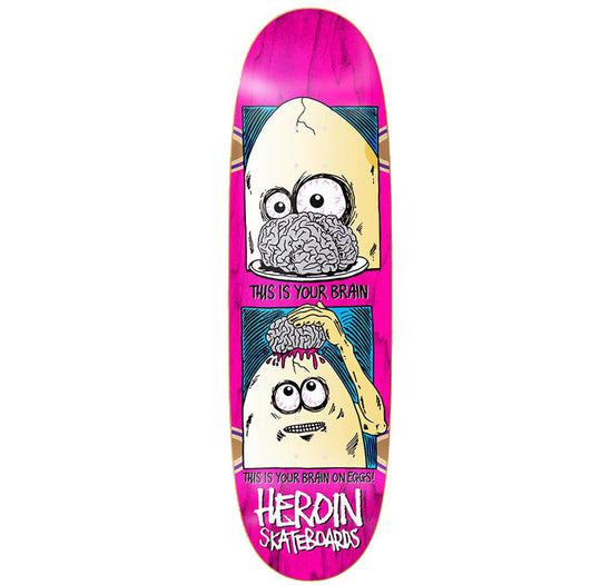 Heroin Skateboards Brain On Eggs Deck - 9.5 (Pink Stain)