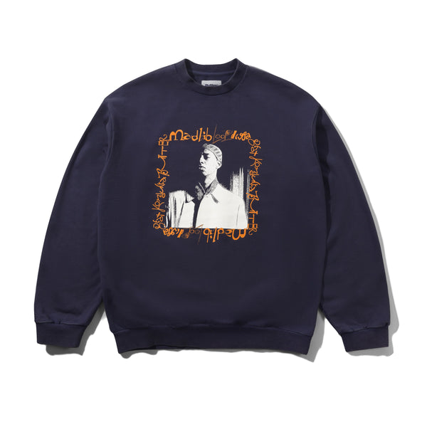 Butter Goods X Madlib Loop Digga Crewneck - Washed Navy
