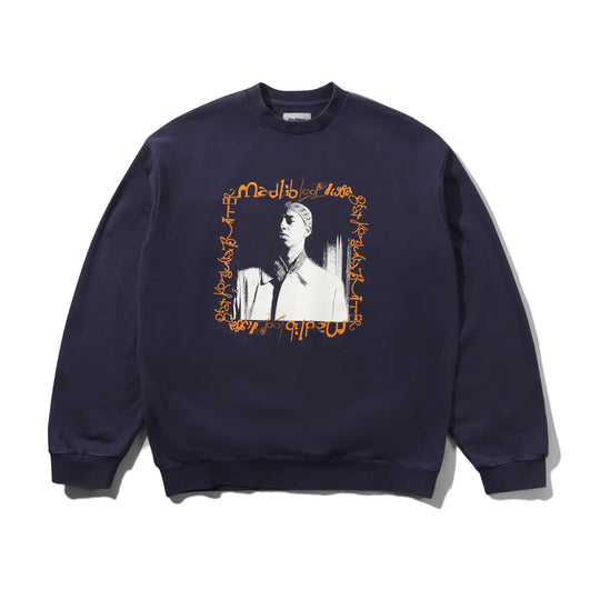 Butter Goods X Madlib Loop Digga Crewneck - Washed Navy