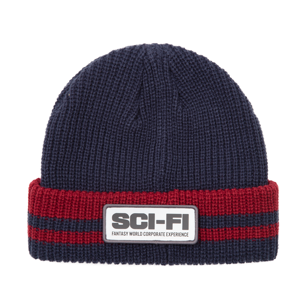 Sci-Fi Fantasy Reflective Patch Beanie - Navy / Red