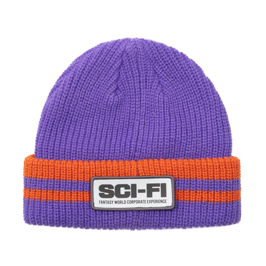 Sci-Fi Fantasy Reflective Patch Beanie - Purple / Orange