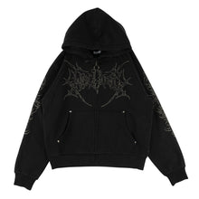 Welcome Skateboards Grapple Cropped Pigment-Dyed Zip Hoodie Wth Studs (Black)