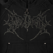 Welcome Skateboards Grapple Cropped Pigment-Dyed Zip Hoodie Wth Studs (Black)