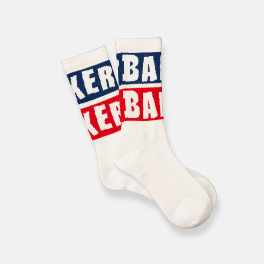 Baker Blue Block Socks - White