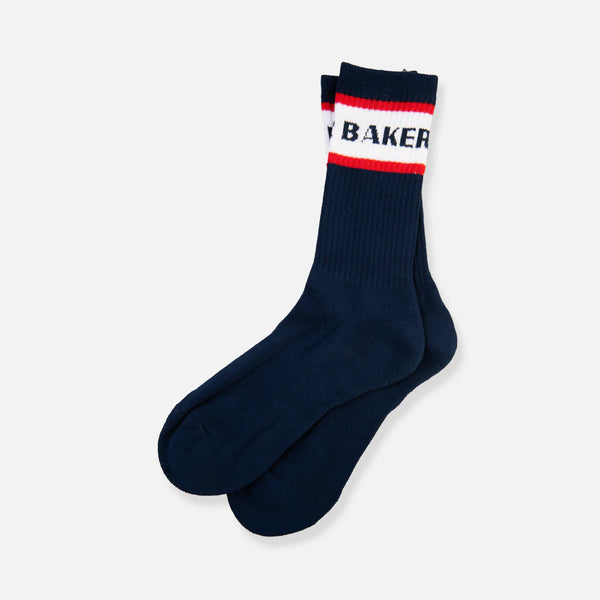 Baker Red Stripe Socks - Navy (pair)