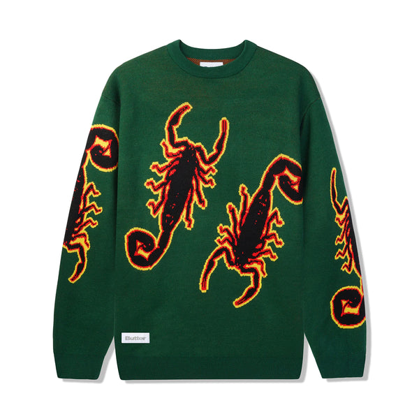 Butter Goods Scorpion Knitted Sweater - Forest Green
