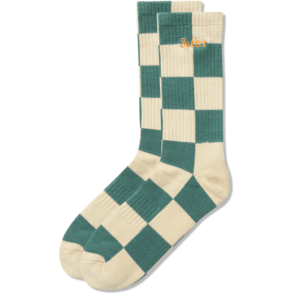 Butter Goods - Checkered Socks - Teal / Tan – Slugger Skate Store