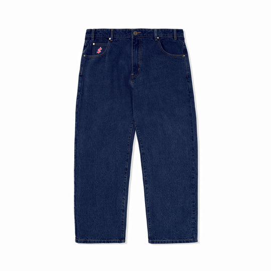 Cash Only Logo Baggy Denim Jeans - Raw Indigo