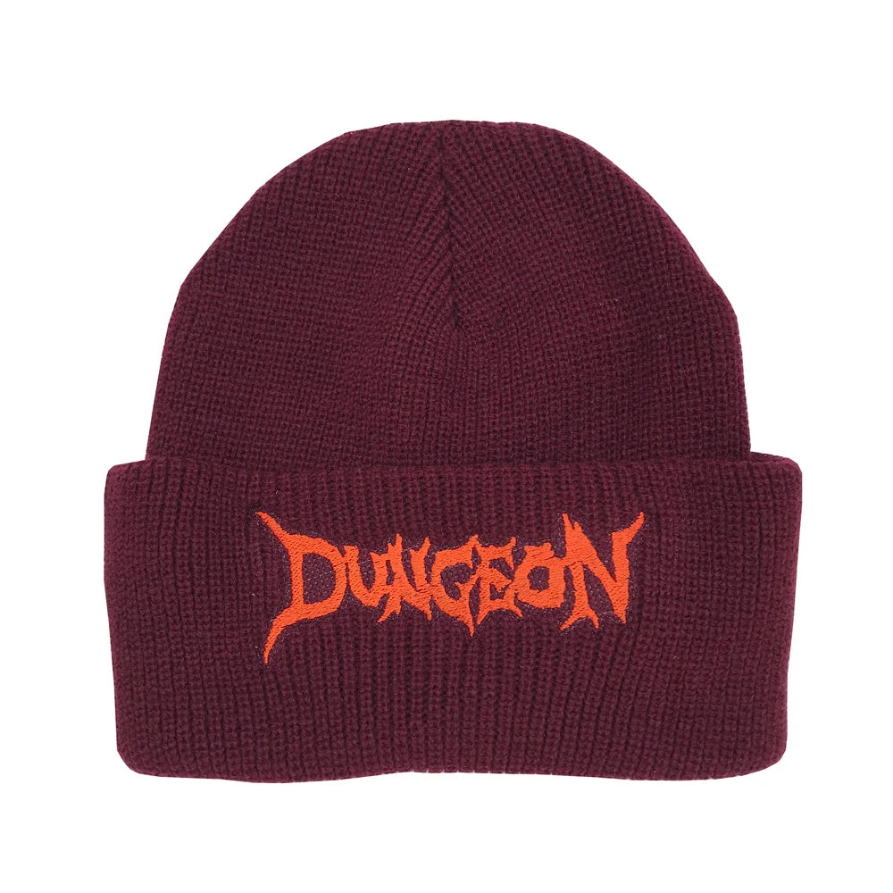 Dungeon Logo Beanie - Burgundy / Orange