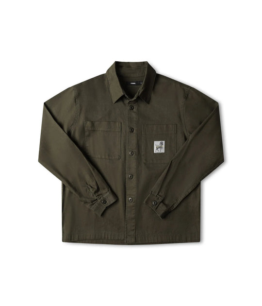 Former Daring Long Sleeve Overshirt - Deep Olive