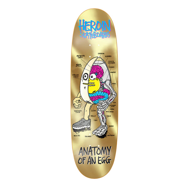 Heroin Skateboards Anatomy Egg Gold Skateboard Deck - 8.75