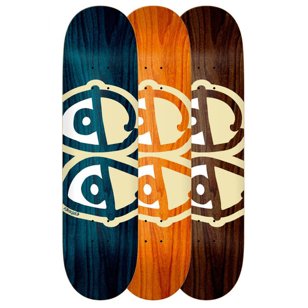 Krooked Team Eyes White Skateboard Deck Random Stain - 8.75