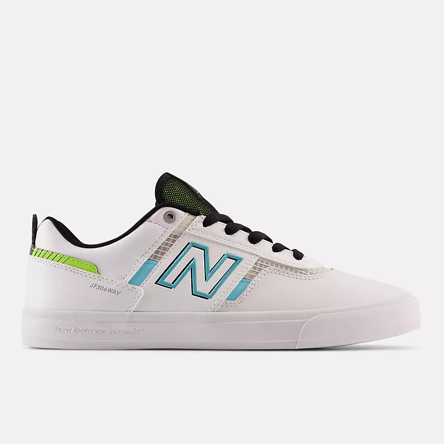 New Balance Numeric 306 Jamie Foy Skateboard Shoe - White With Aqua Sky
